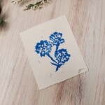 3 Crows Designs Flower Print - Blue - Lino Block - (misprint)