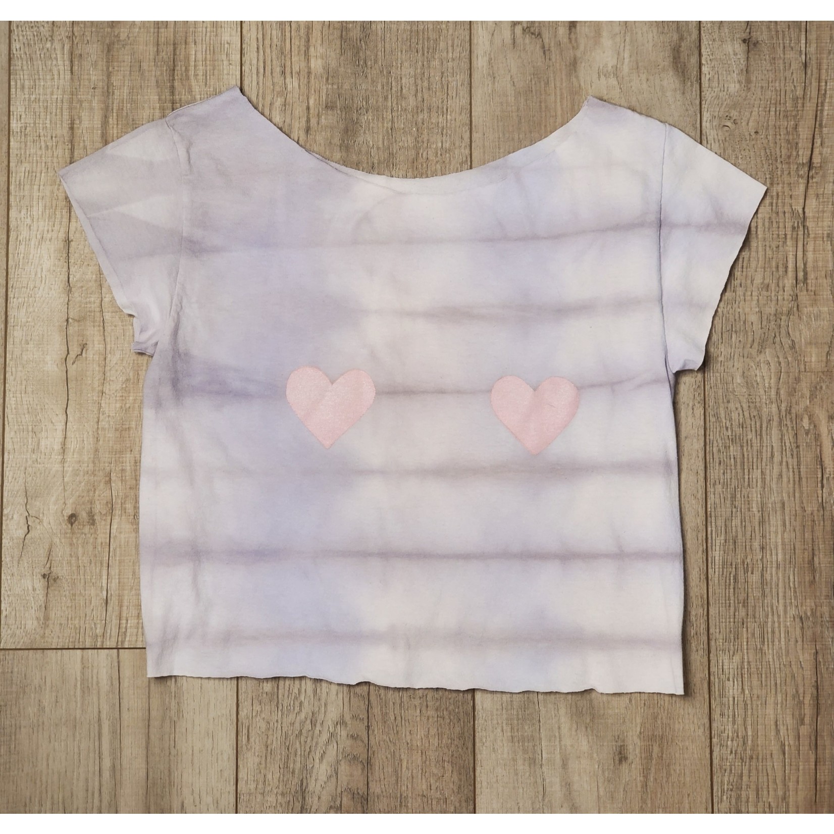 Cropped T-Shirt - Medium - Hearts (front) - natural horizontal dye
