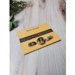 Elaine Randall Ceramic Buttons  - Cream & Browns - 3 pack - 2 barrels & 1 flat round