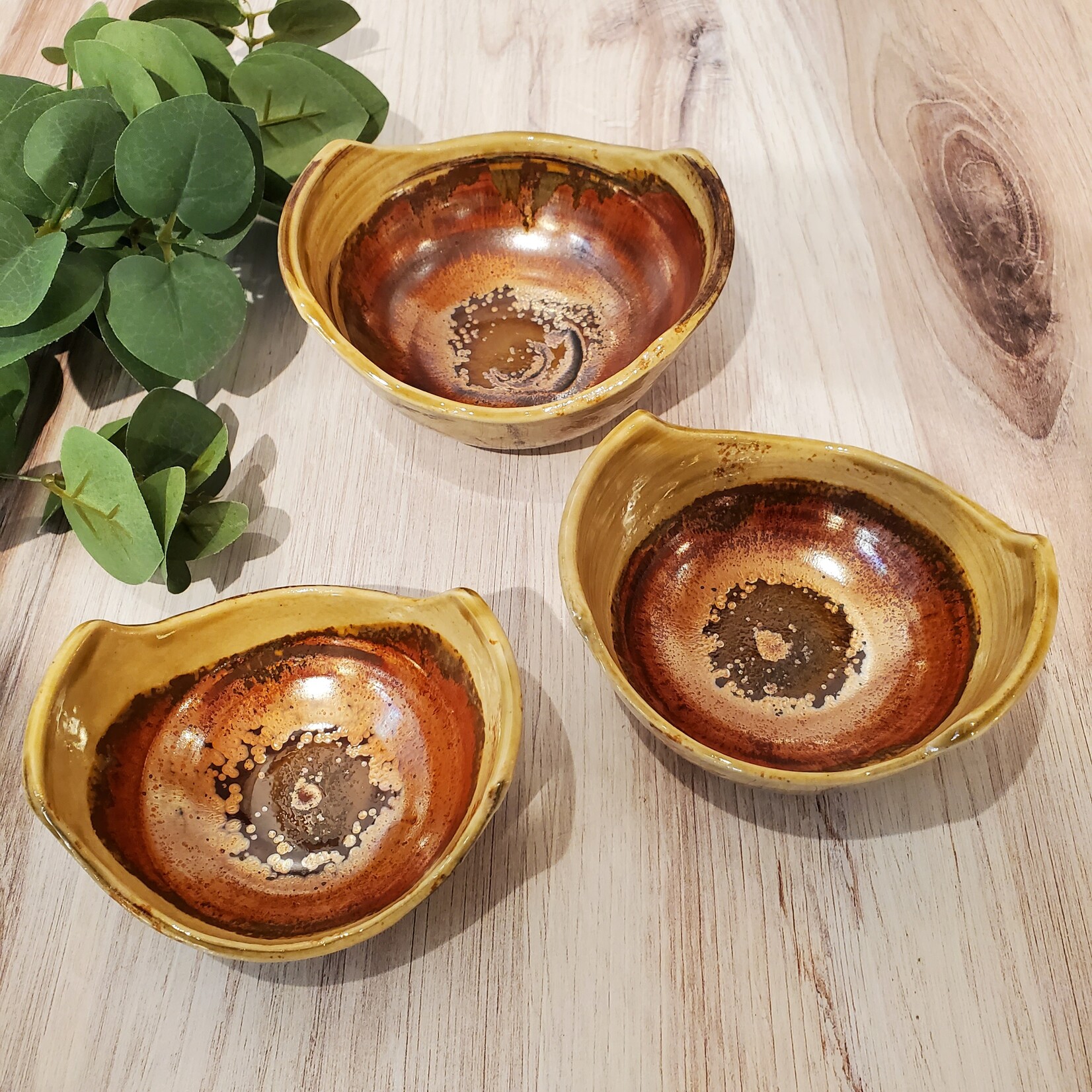 Elaine Randall Small Nesting Bowl Set - 3 - copper glaze