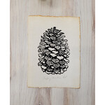 Evi Studio Jeffrey Pinecone Lino Print - on white  6x8.5"