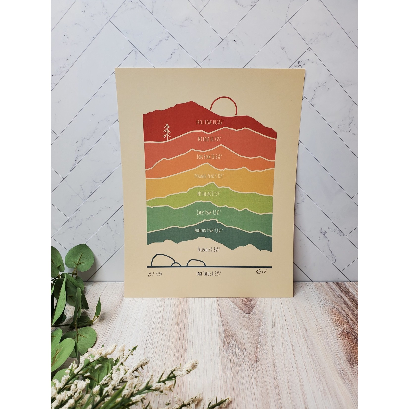 Evi Studio "Tahoe Mountains" - Rainbow Print - 8.5x11"