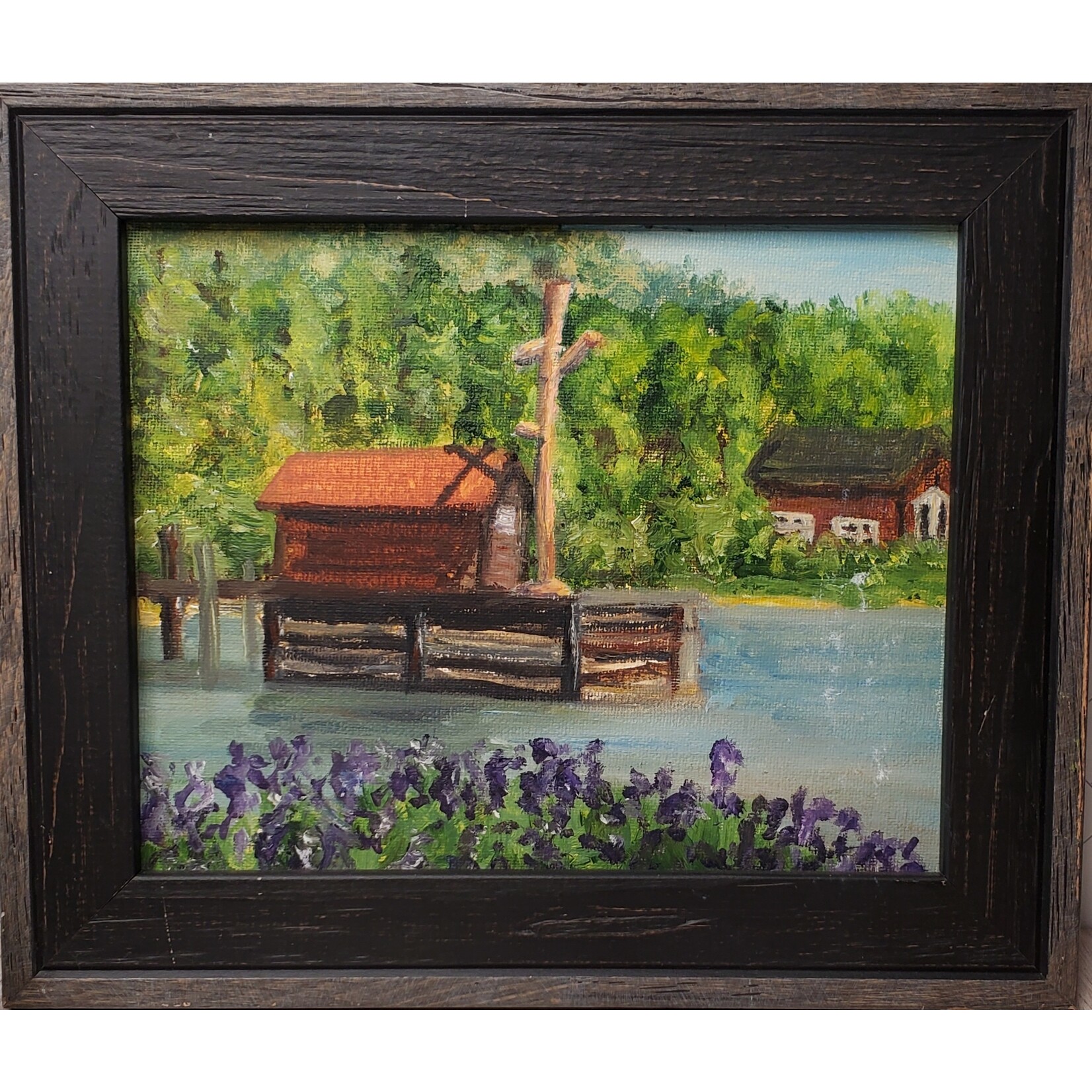 Kelley Werner Arts "Boathouse in Tahoe Commons" - oil - framed - 8x10"