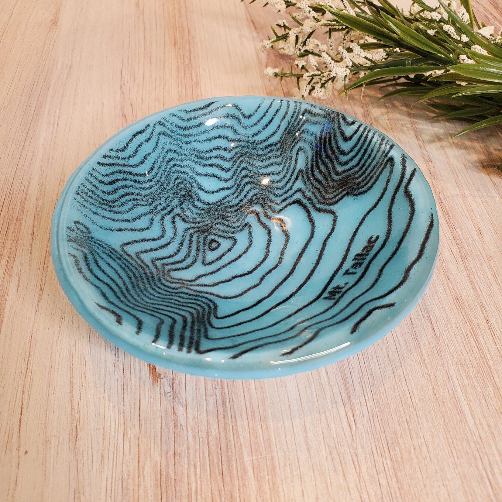 LoKo Mt. Tallac Topo Map Bowl - Fused Glass