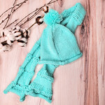 Roan's Repertoire Teal Kids Hat & Scarf Set - size 2-4 yrs. - hand knit