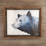 Sara L Smith "Blue Bear Profile I" - mixed media, acrylic & plaster on canvas