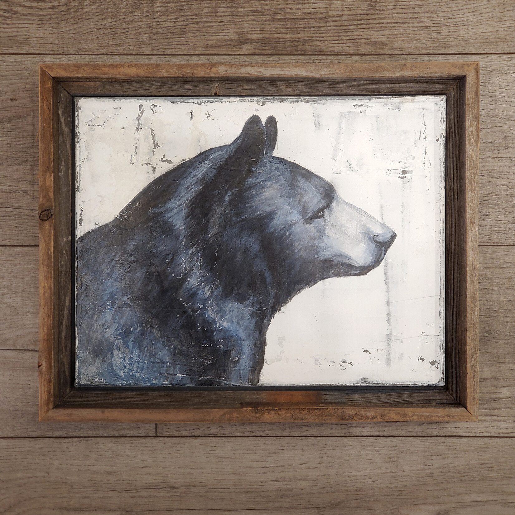 Sara L Smith "Blue Bear Profile II" - mixed media, acrylic & plaster on canvas