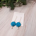 Simone Marie Designs Turquoise & Pearl Seashell Drops - Polymer Clay Earrings