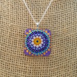 Stirling Studios Hand Painted Mandala Pendant - Purple
