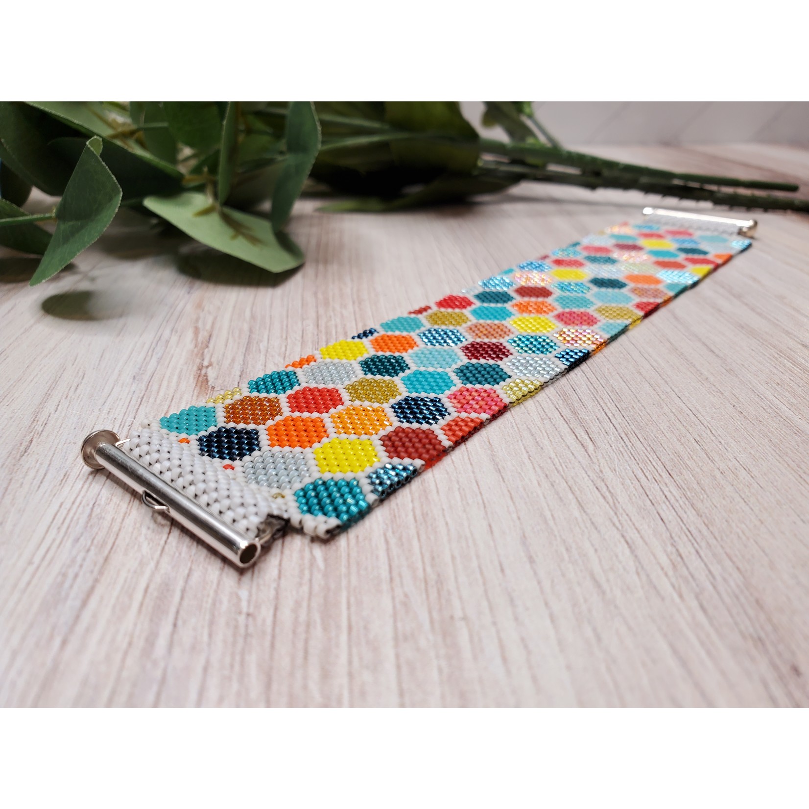 Stirling Studios Hexagon Beaded Cuff Bracelet