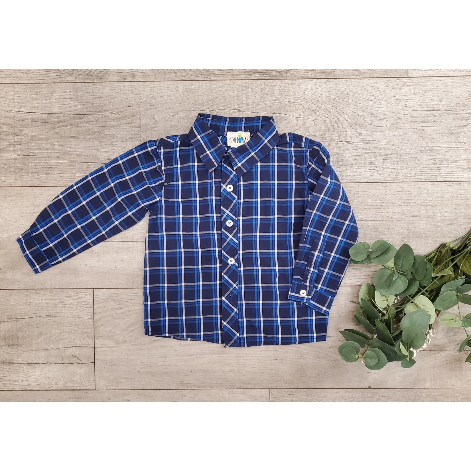 Tahloha Upcycled Lake Tahoe Shirt - Blue/White Plaid - Toddler - 3T